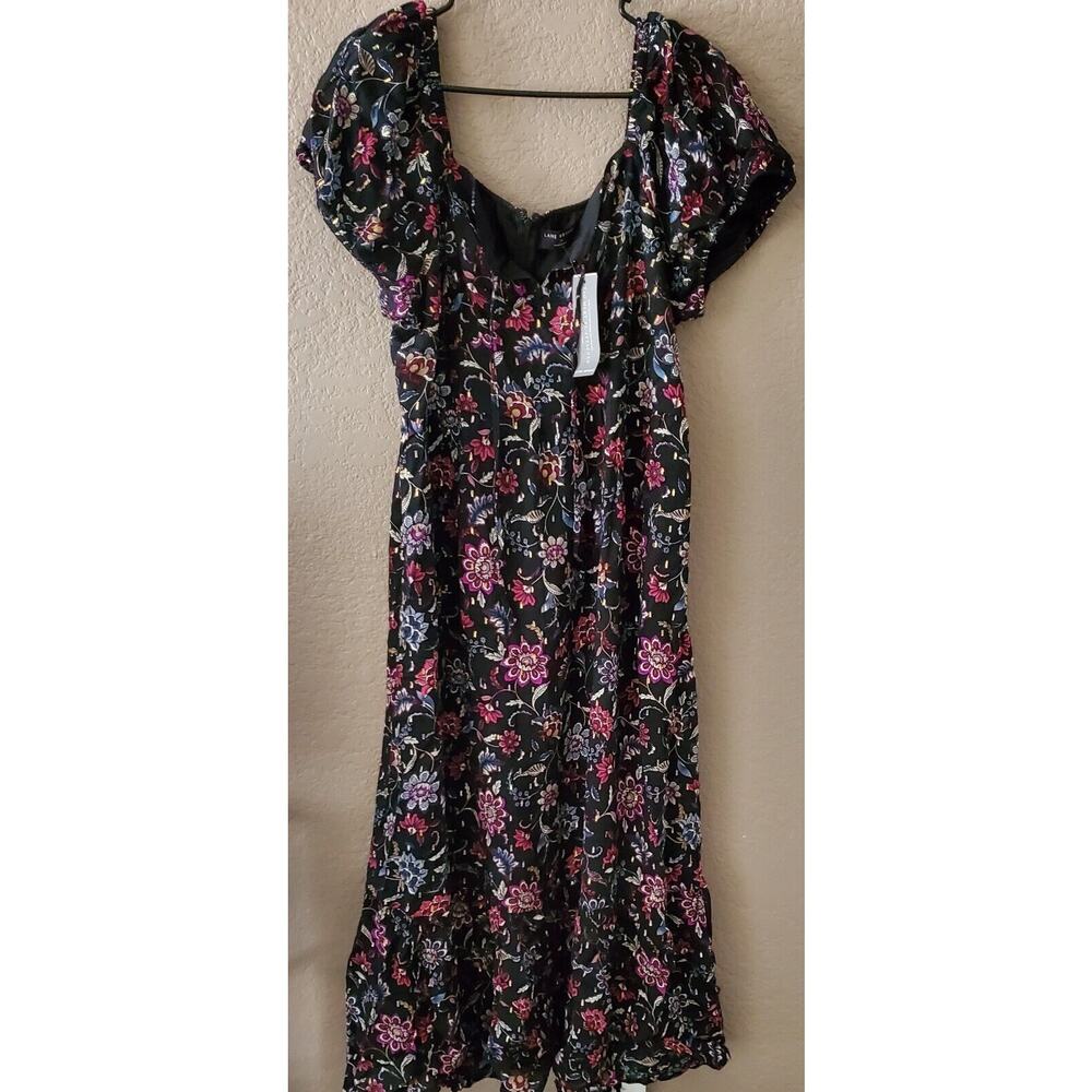 Lane Bryant Black Floral Sweetheart Neckline Tiered Maxi Dress Size 16 Lined New